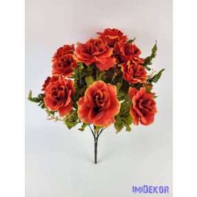 Rózsa 18 ágú selyemvirág csokor 45 cm - Piros