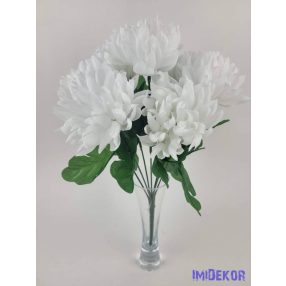 Krizantém 7 ágú selyem csokor 36cm - Fehér