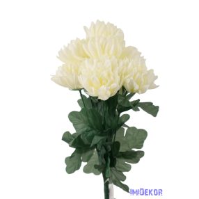 Krizantém 9 ágú selyemvirág csokor 42cm - Krém