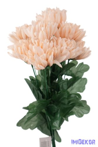 Krizantém 9 ágú selyemvirág csokor 42cm - Púder