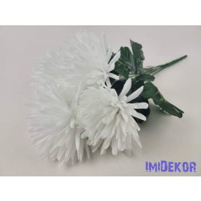 Tűszirmú krizantém 5 ágú selyem csokor 45cm - Fehér