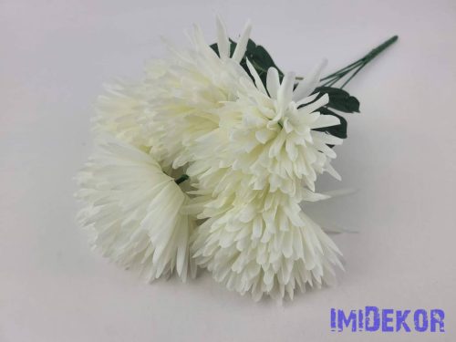 Tűszirmú krizantém 5 ágú selyem csokor 45cm - Krém