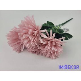   Tűszirmú krizantém 5 ágú selyem csokor 45cm - Fáradt Rózsaszín