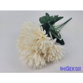   Tűszirmú krizantém 5 ágú selyem csokor 45cm - Krém-Barack