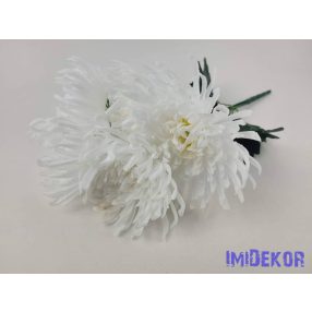 Pók krizantém 5 ágú selyem csokor 40cm - Fehér