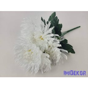 Pók krizantém 7 ágú selyem csokor 42cm - Fehér