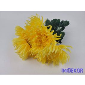 Pók krizantém 7 ágú selyem csokor 42cm - Sárga