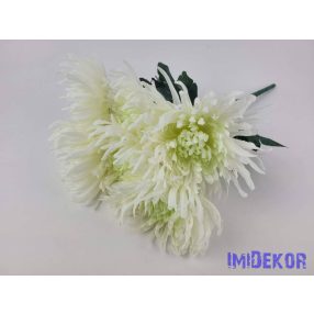 Pók krizantém 7 ágú selyem csokor 42cm - Zöldes Krém