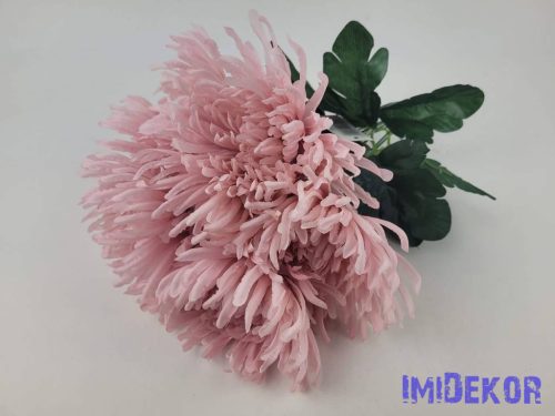 Pók krizantém 7 ágú selyem csokor 42cm - Fáradt Rózsaszín