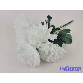 Krizantém 5 ágú selyem csokor 42cm - Fehér