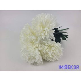 Krizantém 5 ágú selyem csokor 42cm - Krém
