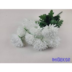   Krizantém 9 ágú szatén virágos csokor D8,5 M50cm - Fehér