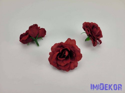 Rózsa selyemvirág fej 5 cm - Bordó