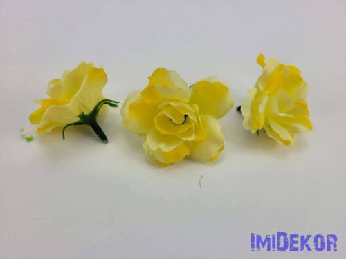 Rózsa selyemvirág fej 5 cm - Sárga