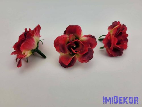 Rózsa selyemvirág fej 5 cm - Burgundi