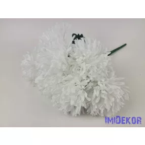  Dús tűszirmú krizantém 7 ágú selyem csokor 39cm - Fehér
