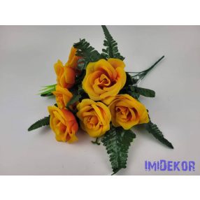 Rózsa 7 ágú selyem csokor 40 cm - Narancsos