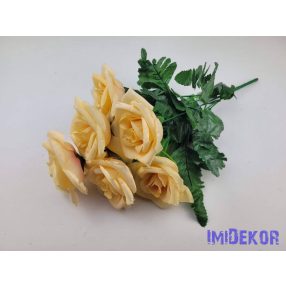 Rózsa 7 ágú selyem csokor 40 cm - Barackos