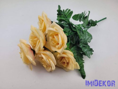 Rózsa 7 ágú selyem csokor 40 cm - Barackos