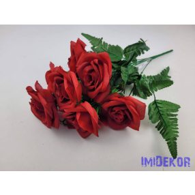 Rózsa 7 ágú selyem csokor 40 cm - Piros