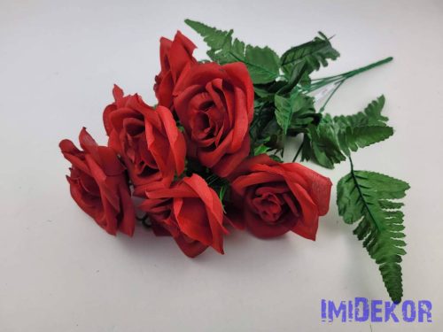 Rózsa 7 ágú selyem csokor 40 cm - Piros