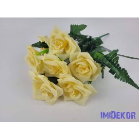 Rózsa 7 ágú selyem csokor 40 cm - Vaj