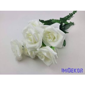 Rózsa 7 ágú selyem csokor 40 cm - Törtfehér