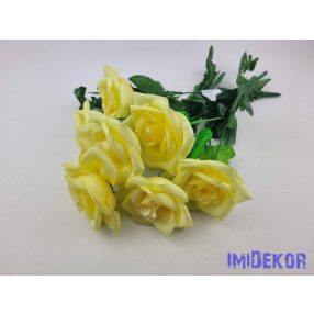 Rózsa 7 ágú selyem csokor 40 cm - Vajsárga