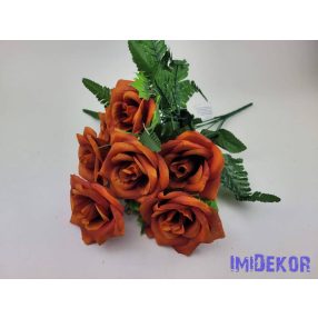 Rózsa 7 ágú selyem csokor 40 cm - Antik Narancs