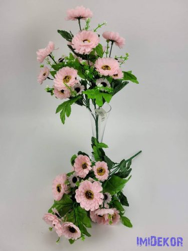 Százszorszép 21 fejes selyemvirág csokor 39 cm - Halvány Rózsaszín
