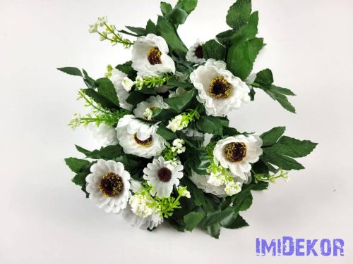 Százszorszép 7 ágú selyemvirág csokor 31 cm - Fehér