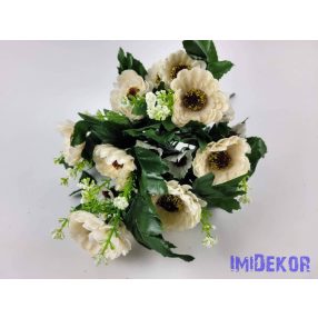 Százszorszép 7 ágú selyemvirág csokor 31 cm - Ekrüs