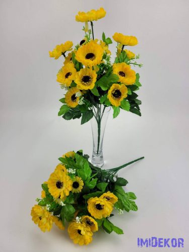 Százszorszép 21 fejes selyemvirág csokor 39 cm - Sárga