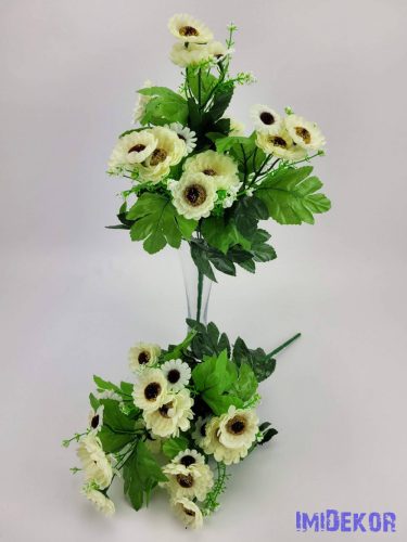 Százszorszép 21 fejes selyemvirág csokor 39 cm - Krém