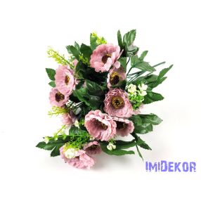   Százszorszép 7 ágú selyemvirág csokor 31 cm - Lilás Rózsaszín