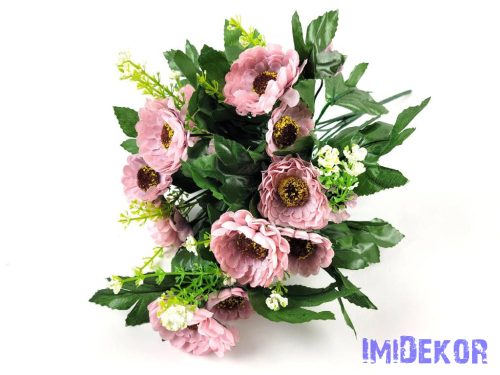 Százszorszép 7 ágú selyemvirág csokor 31 cm - Lilás Rózsaszín