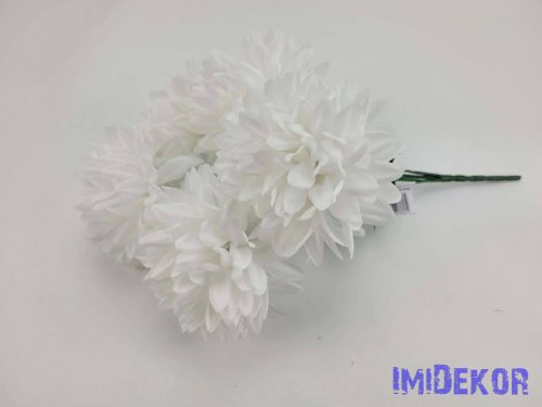 Krizantém 5 fejes selyemvirág csokor 37 cm - Fehér