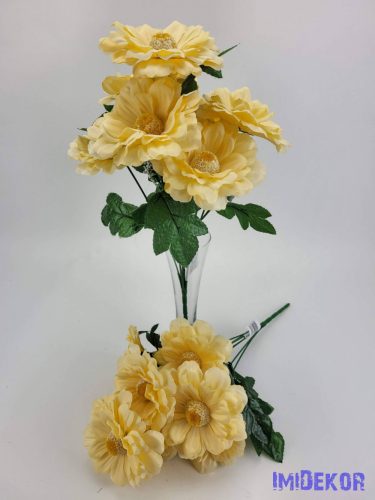 Zinnia 7 fejes selyemvirág csokor 28 cm - Halvány Barack