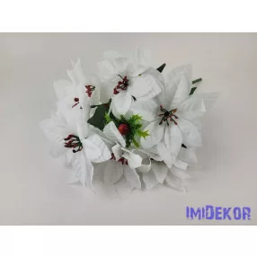 Mikulásvirág 9 ágú selyemvirág csokor 41cm - Fehér