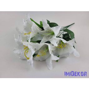 Liliom 7 fejes selyemvirág csokor 49cm - Fehér
