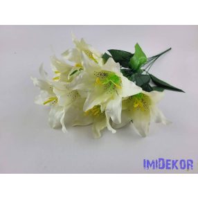Liliom 7 fejes selyemvirág csokor 49cm - Krém
