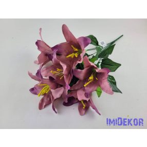 Liliom 7 fejes selyemvirág csokor 49cm - Mályva