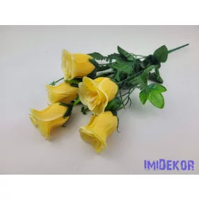 Bimbós rózsa 5 ágú selyem csokor 43 cm - Vaj