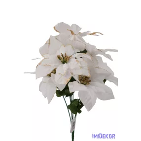 Glitteres szélű mikulásvirág csokor 38cm - Fehér