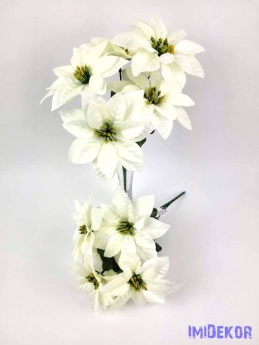 Mikulásvirág 5ágú selyemvirág csokor 33cm - Fehér