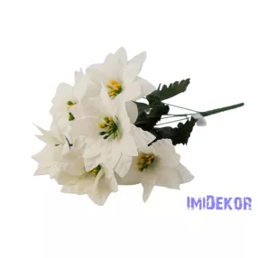 Mikulásvirág 7 ágú selyemvirág csokor 40cm - Fehér