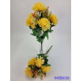 Krizantém 6v selyem csokor 38cm - Vajsárga