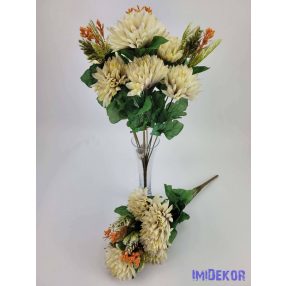 Krizantém 6v selyem csokor 38cm - Púderes