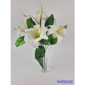 Liliom 5 ágú selyem csokor 32 cm - Ekrü