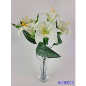Liliom 5 ágú selyem csokor 32 cm - Krém